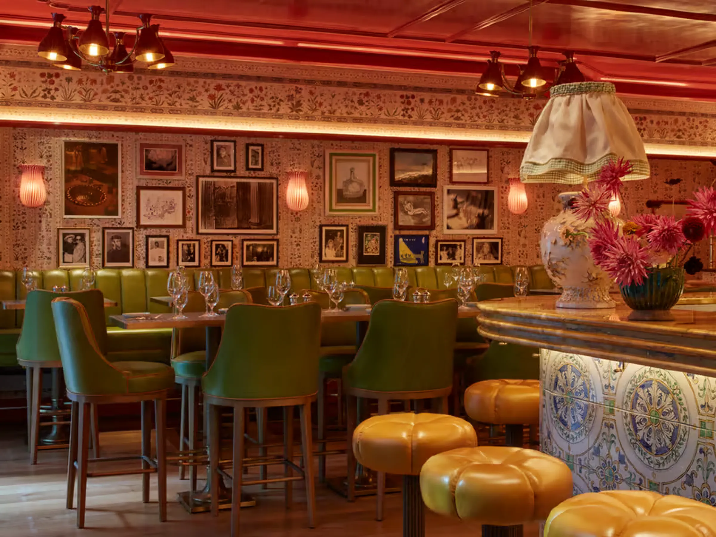 A private members' club bar interior in London