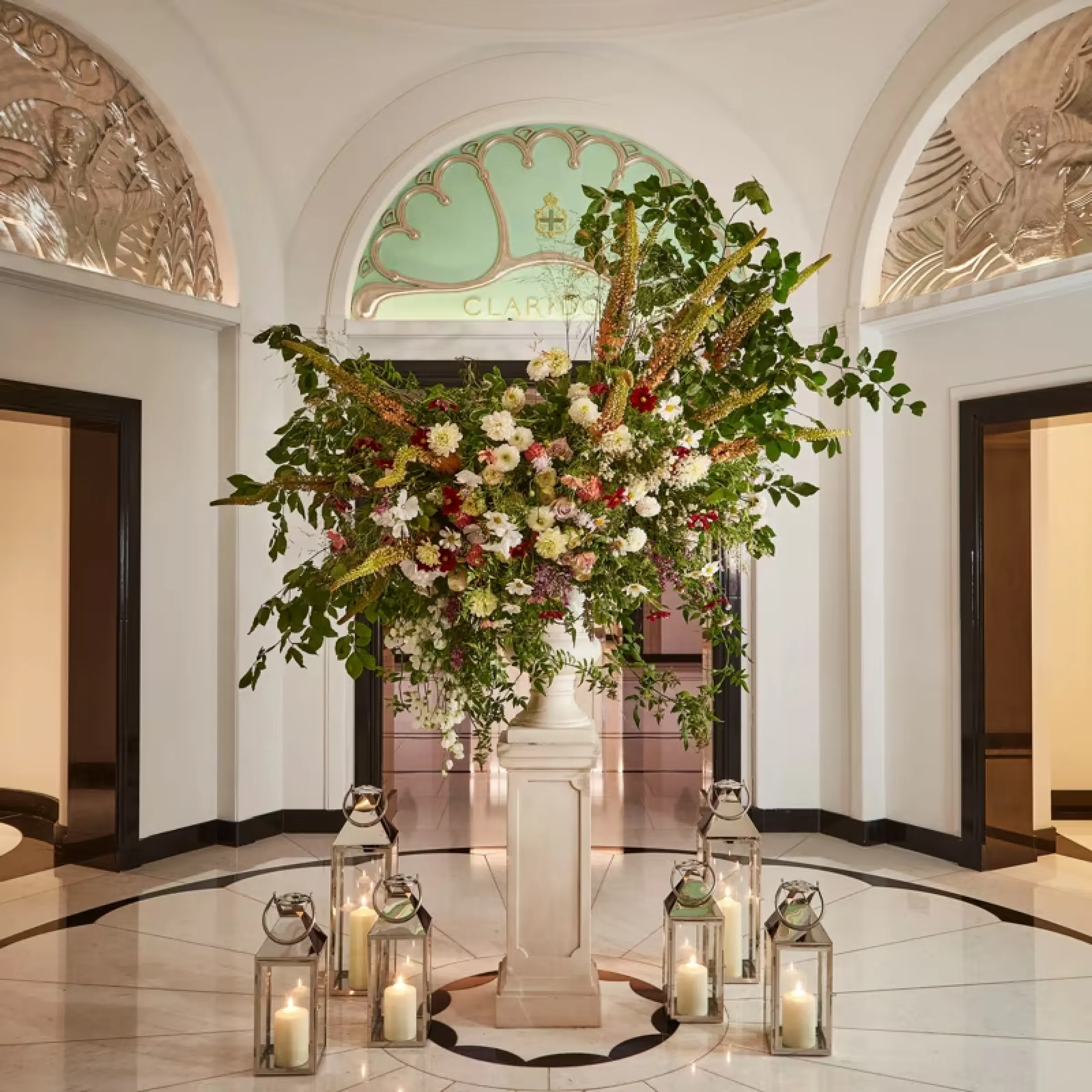 Curated art and interiors at Claridge's — evocative of Bond Street luxury retail