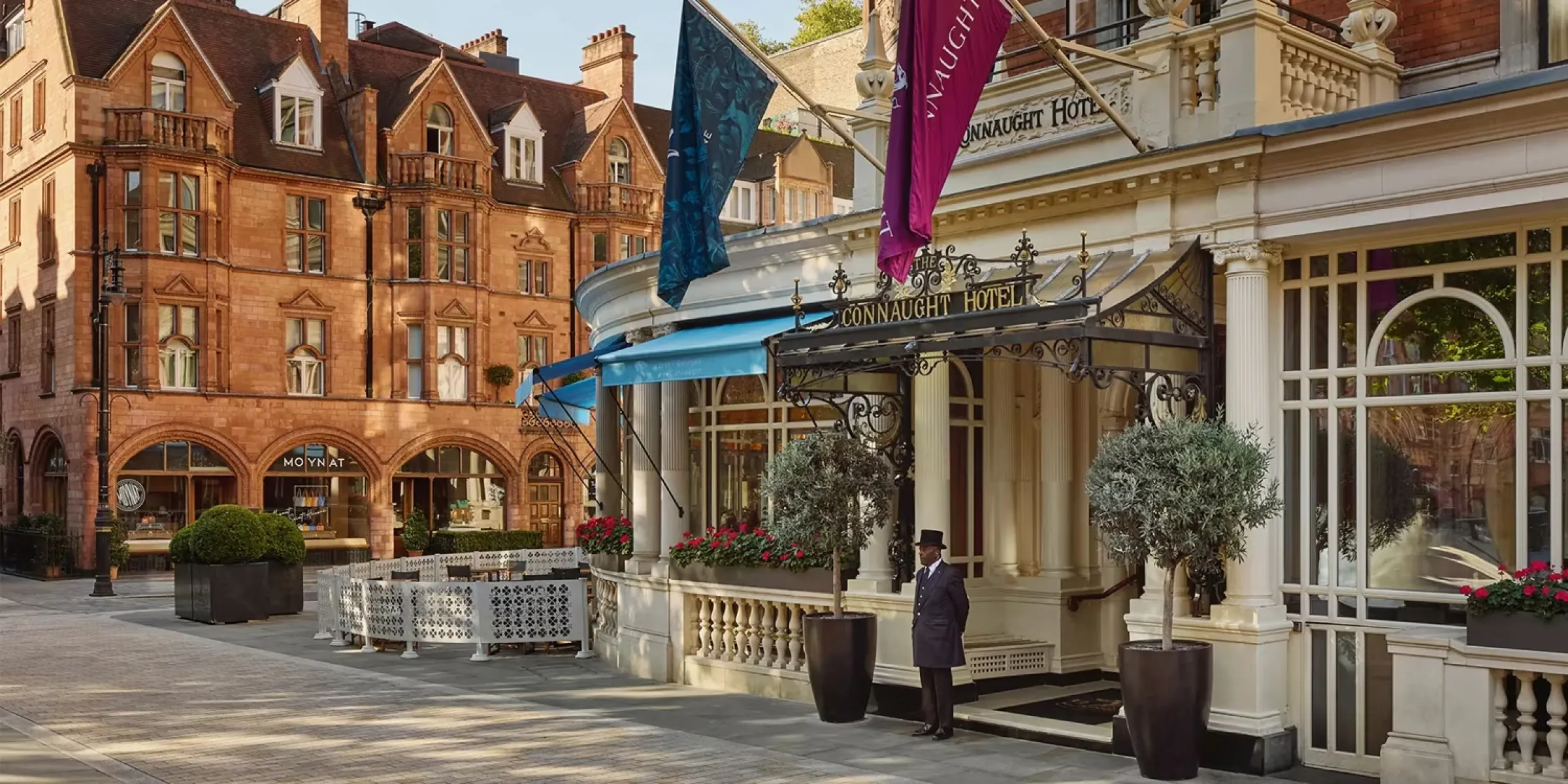The Connaught hotel in Mayfair, known for discreet luxury and concierge service
