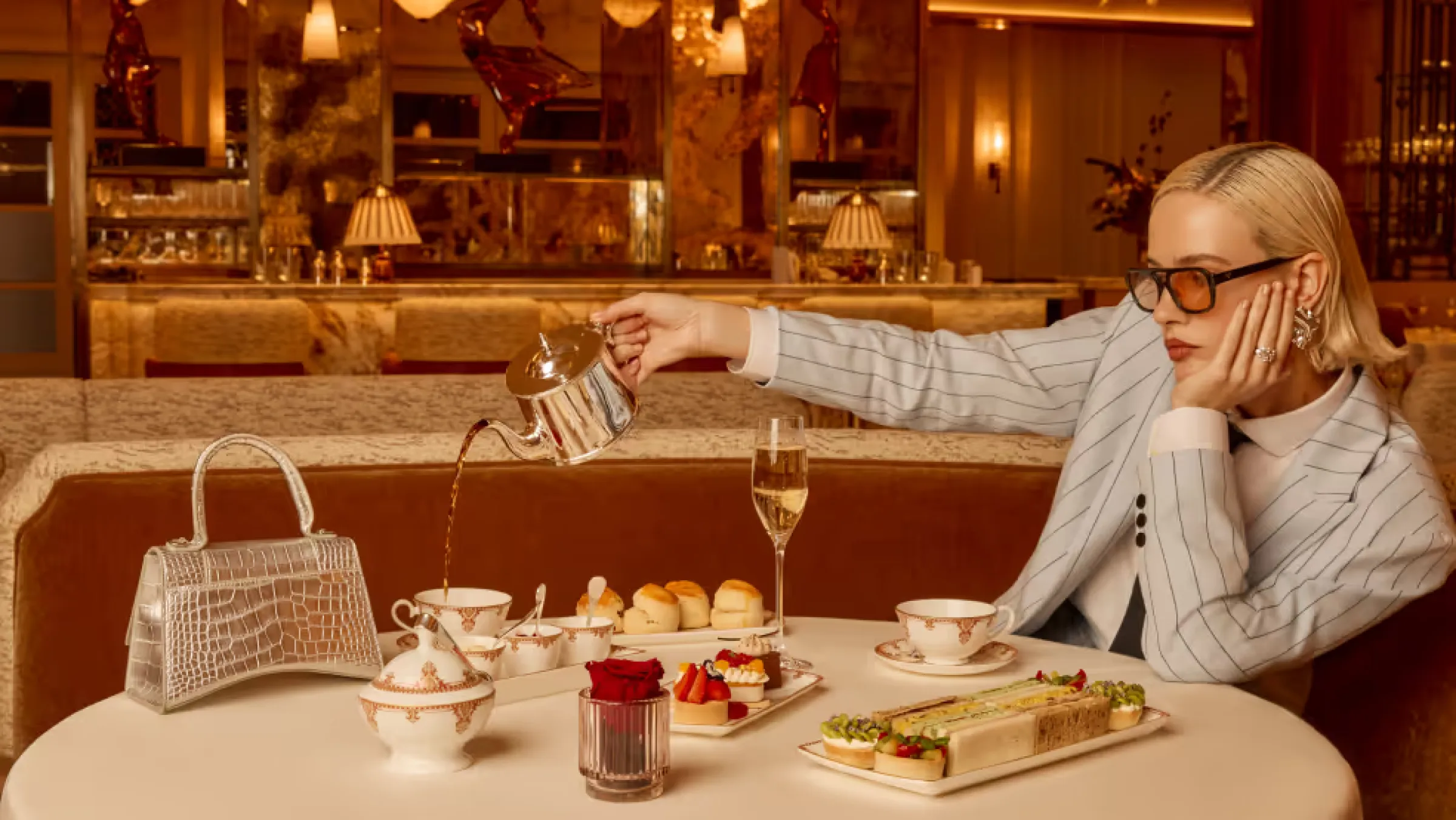 Afternoon tea service at a London five-star hotel